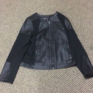 Black leather Long sleeve vest.